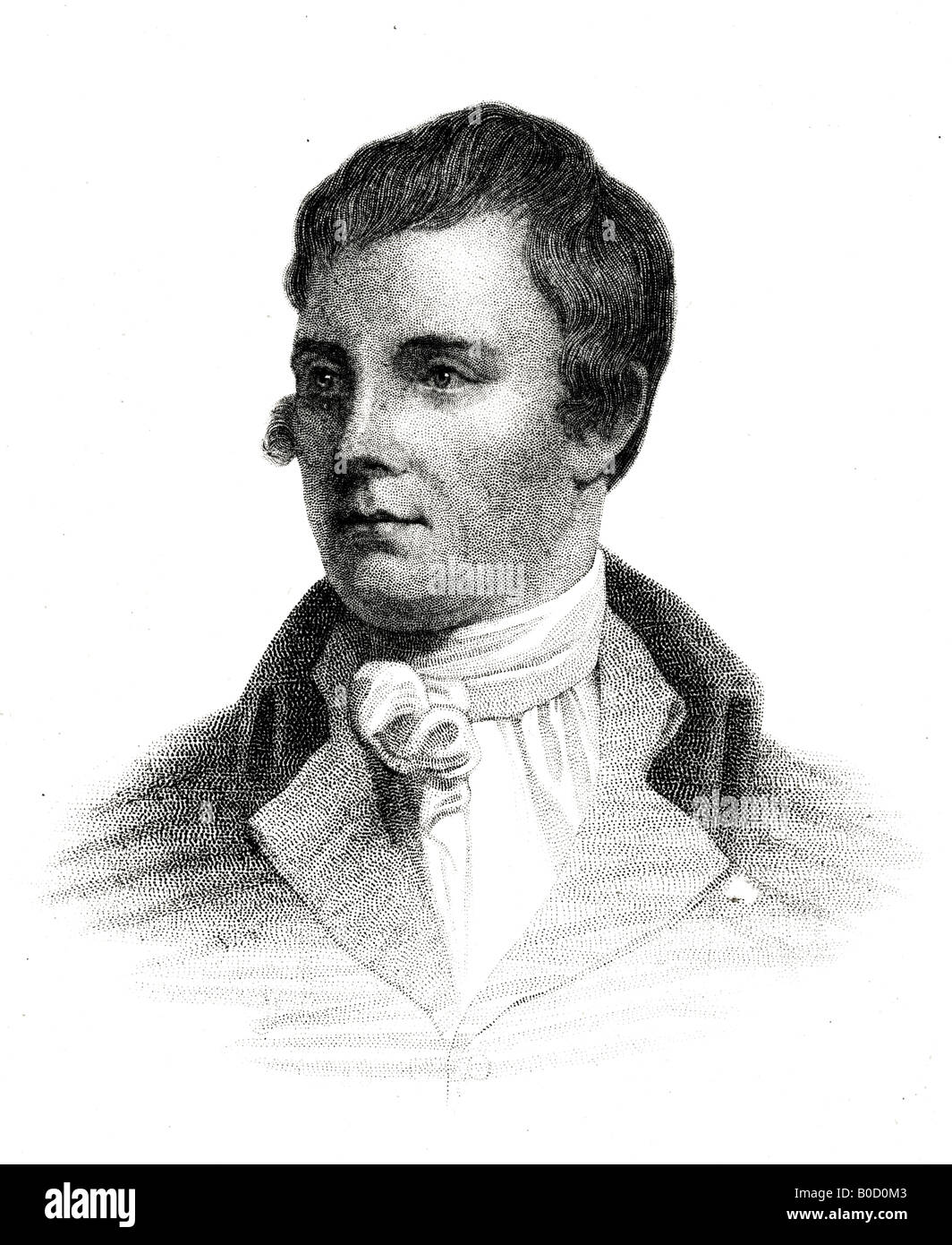 Gravure sur acier de l'époque victorienne Portrait du poète écossais Robbie Burns, 1870 Banque D'Images