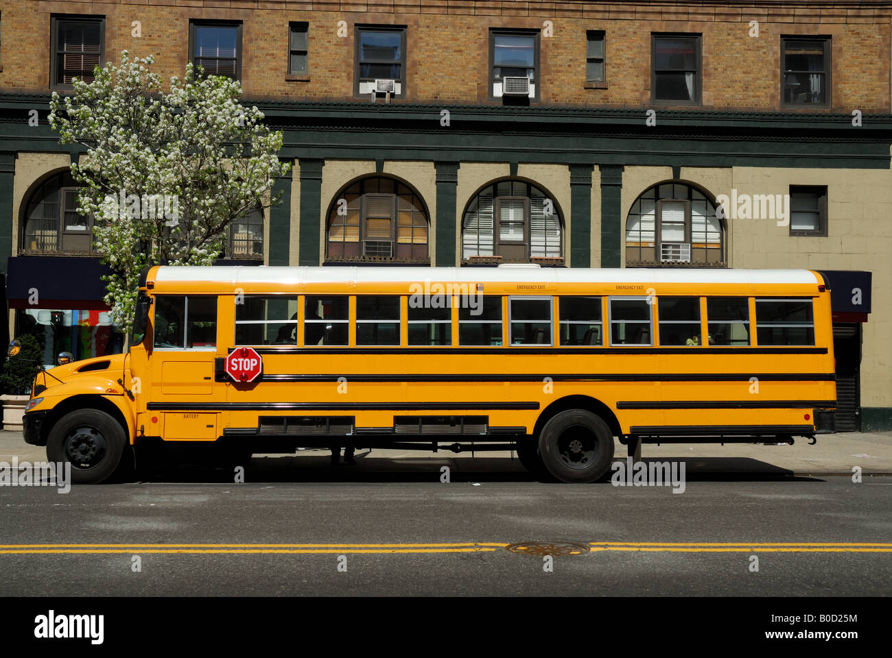 Autobus scolaire jaune à New York City Banque D'Images