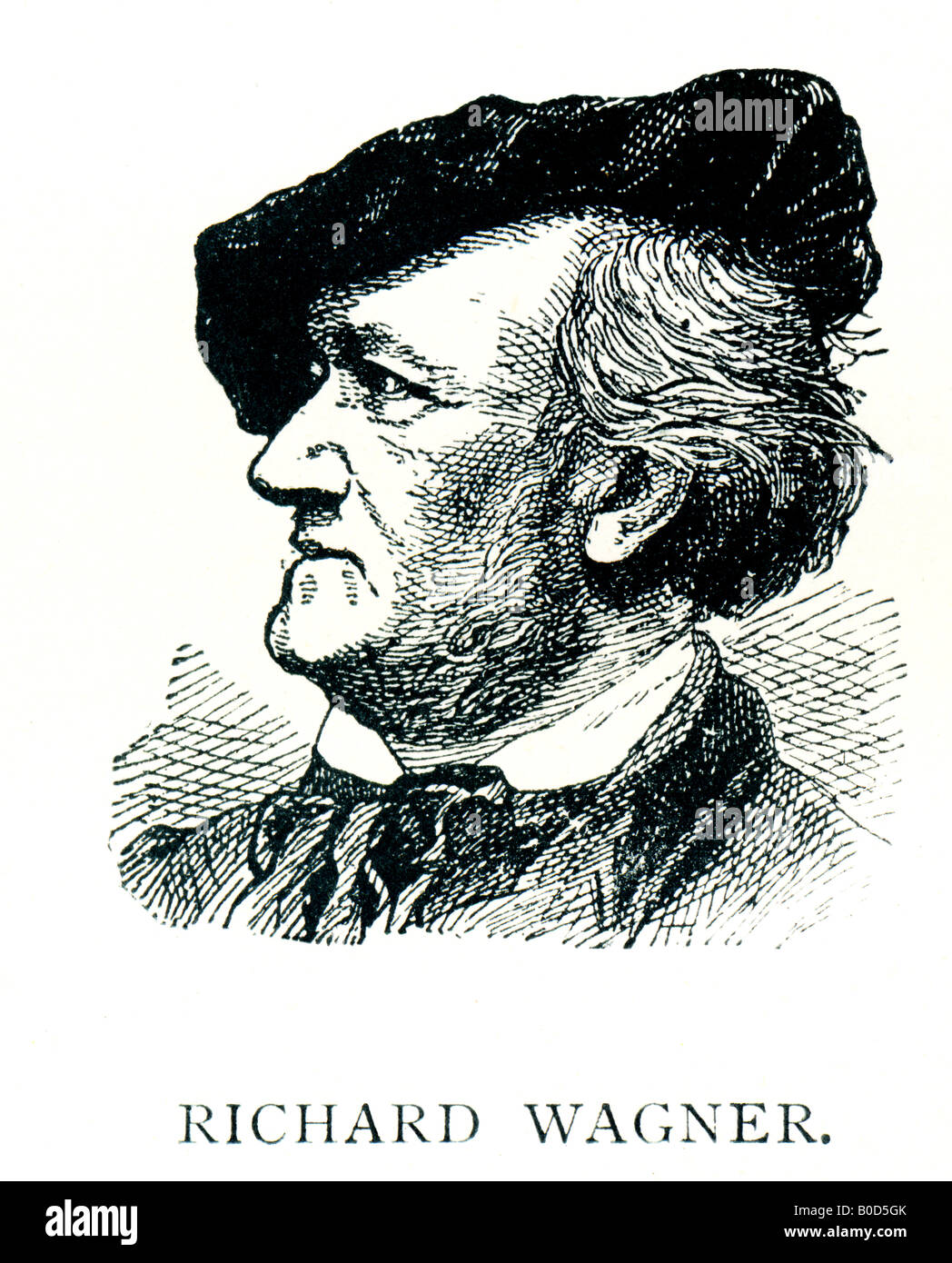 Acier inox gravé victorienne 1892 Imprimer de Richard Wagner, compositeur de musique pour un usage éditorial uniquement Banque D'Images