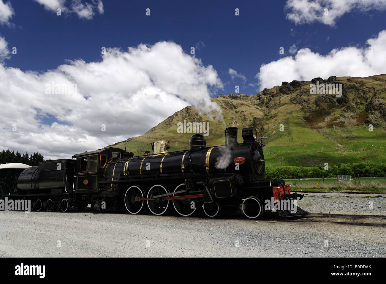 La Kingston flyer train à vapeur, Queenstown, Nouvelle-Zélande Banque D'Images