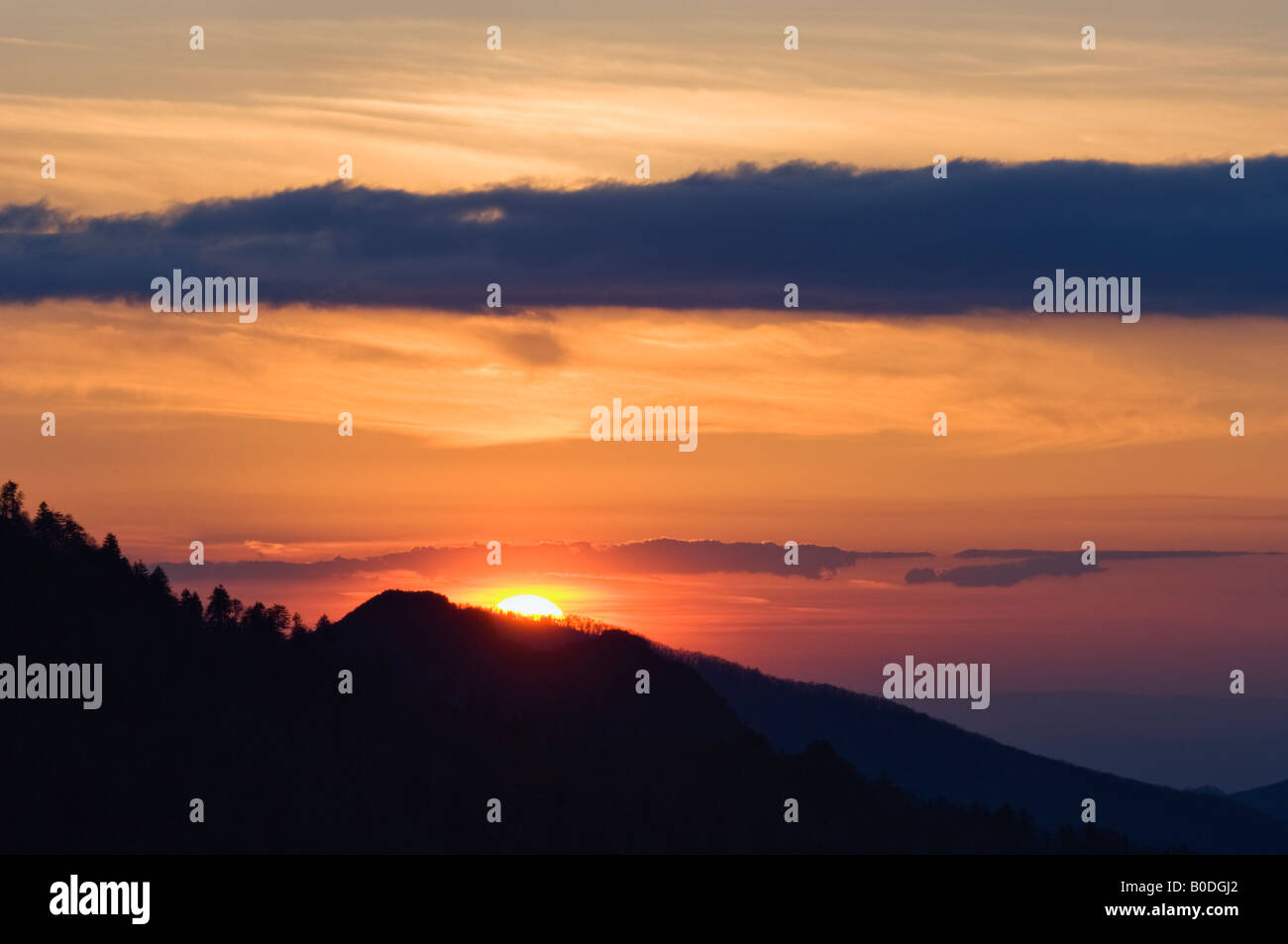 Coucher du soleil de Morton's donnent sur Great Smoky Mountains National Park Utah Banque D'Images