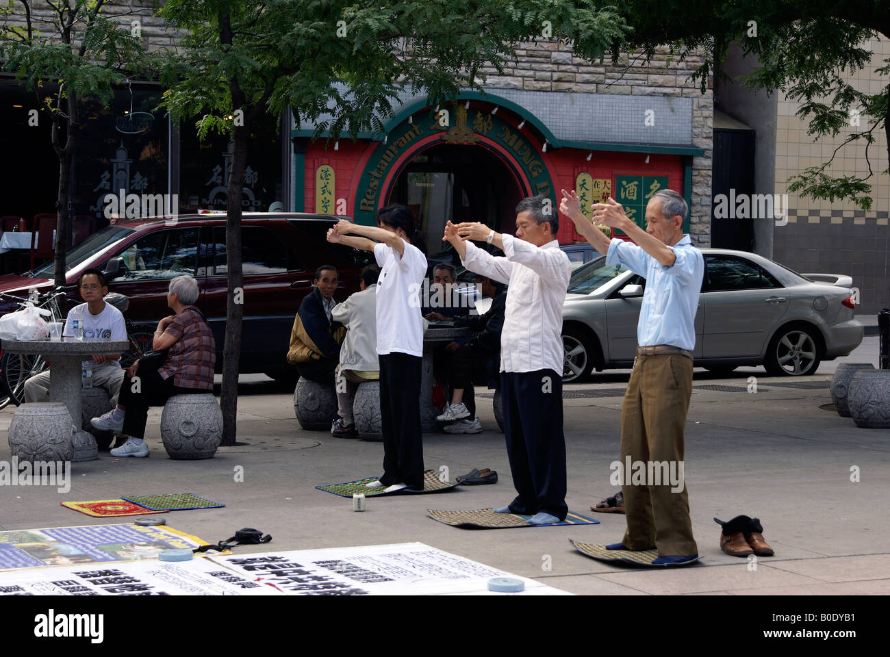 Falung Gong tai-chi protestataires Montréal Québec Canada Banque D'Images