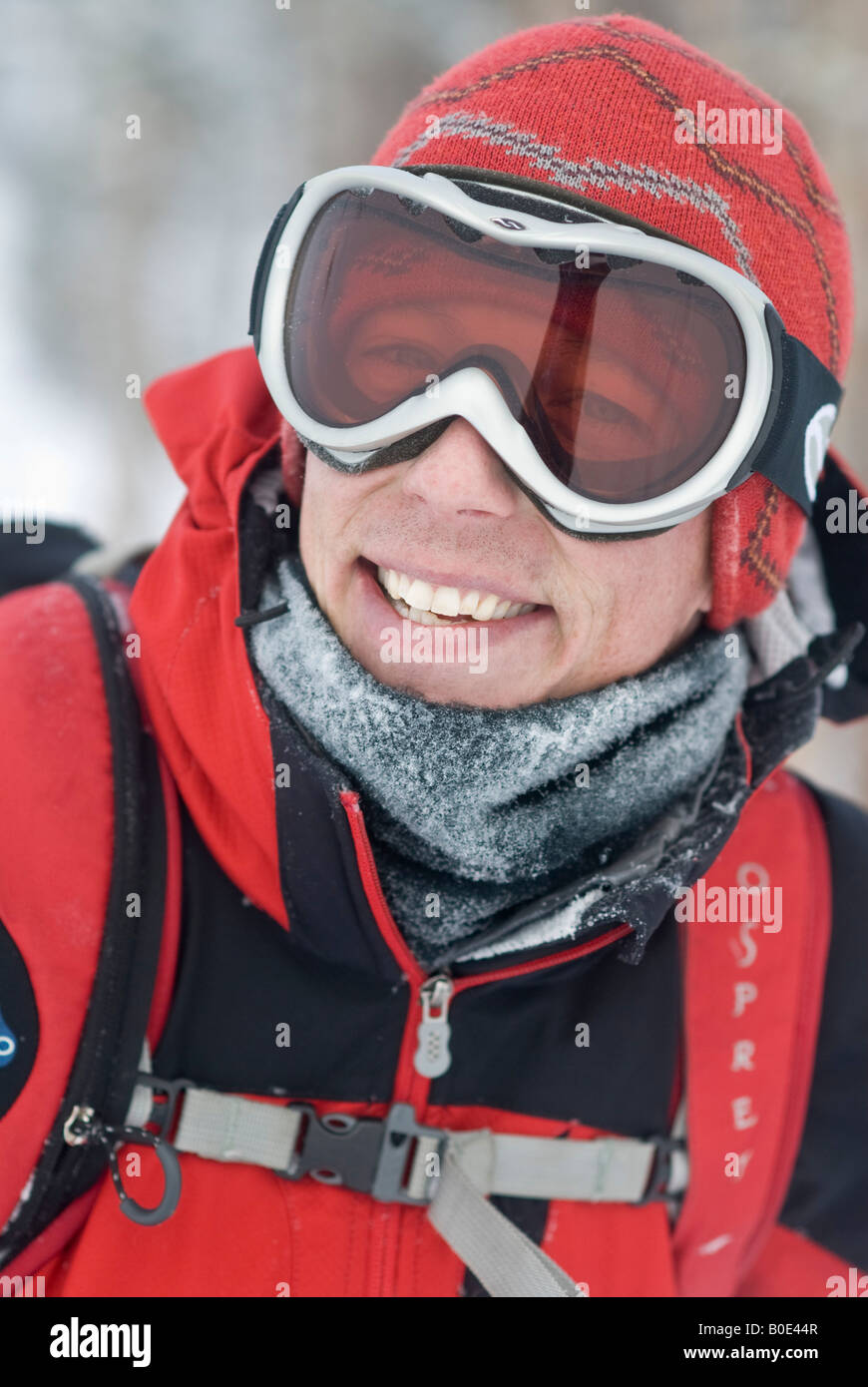 Portrait d'hiver d'un skieur Banque D'Images