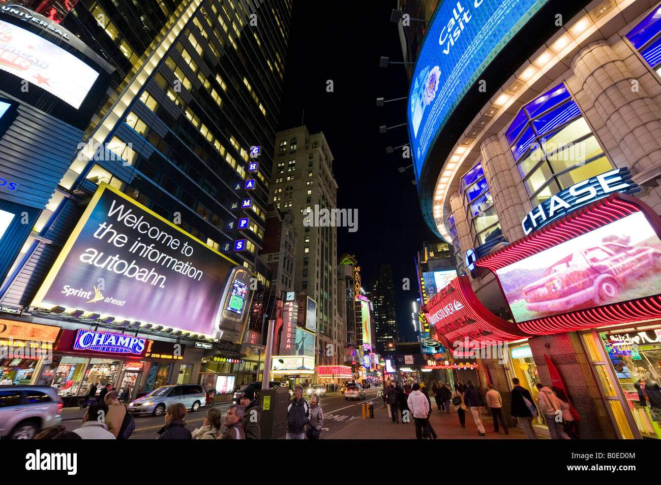 La sortie de la 42e Rue Ouest et la 7e Avenue à Times Square, Manhattan, New York City Banque D'Images