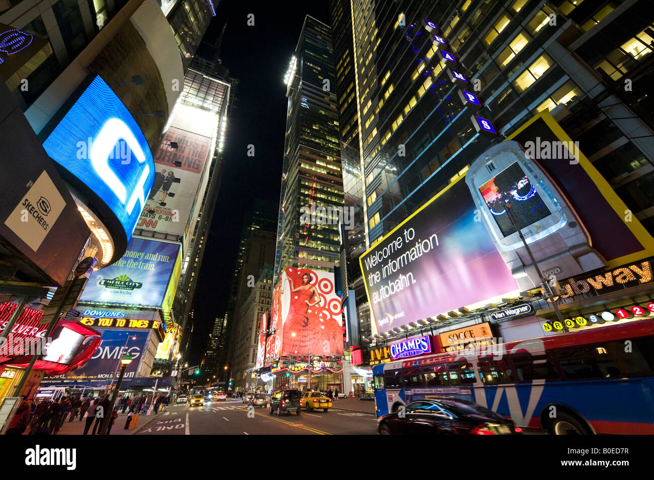 La sortie de la 42e Rue Ouest et la 7e Avenue à Times Square, Manhattan, New York City Banque D'Images