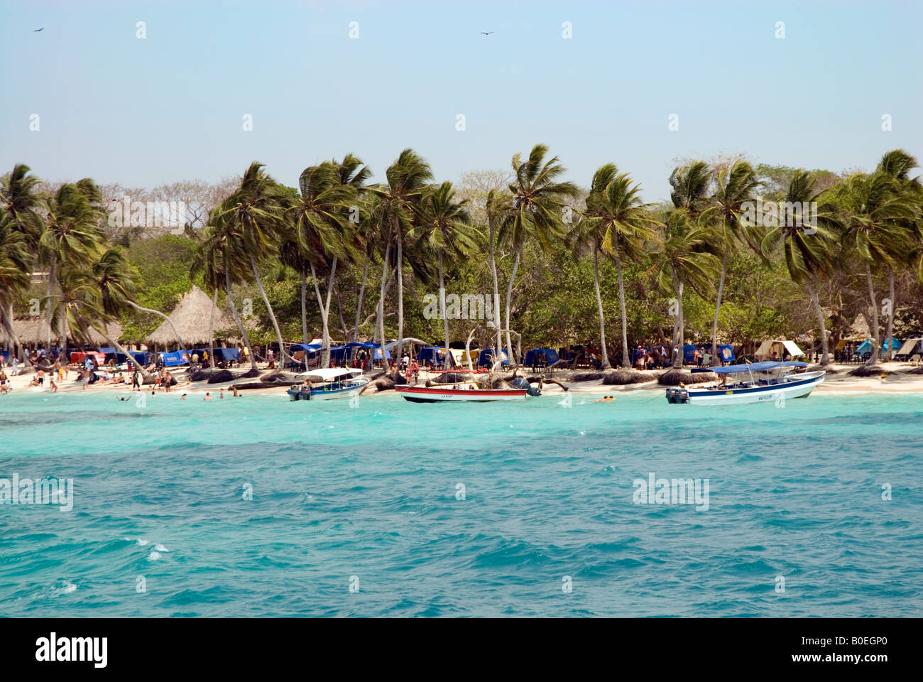Playa Blanca, sur l'île de Baru, Cartagena de Indias, Colombie Banque D'Images