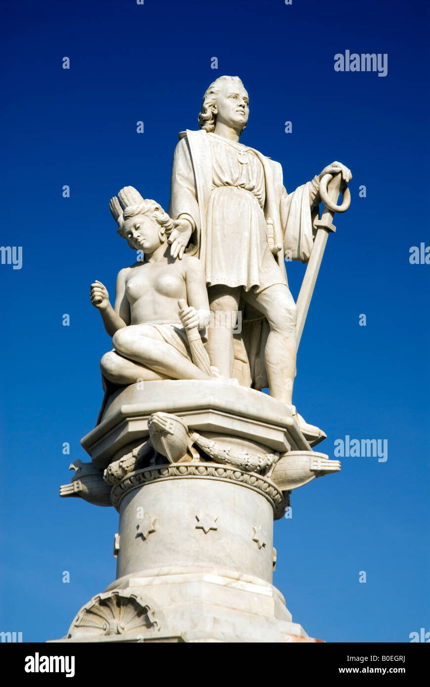 Statue de Christophe Colomb dans la Plaza de la Aduana, Cartagena de Indias, Colombie Banque D'Images