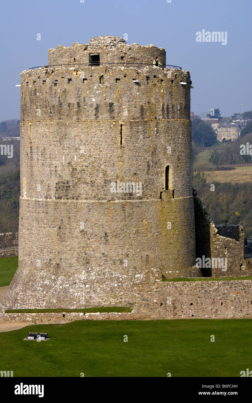 Le donjon circulaire de Pembroke Castle dans l'ouest du pays de Galles Banque D'Images