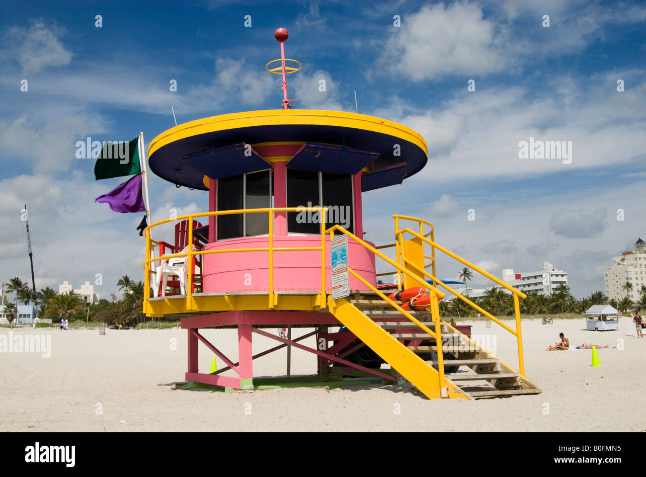 Poste de patrouille de plage Art déco à South Beach, Miami, Floride USA Banque D'Images