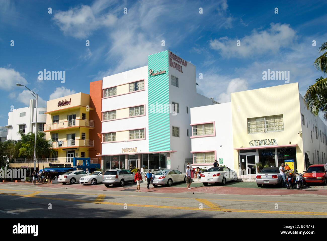 Hôtels Art déco sur Collins Avenue, Miami Florida USA Banque D'Images