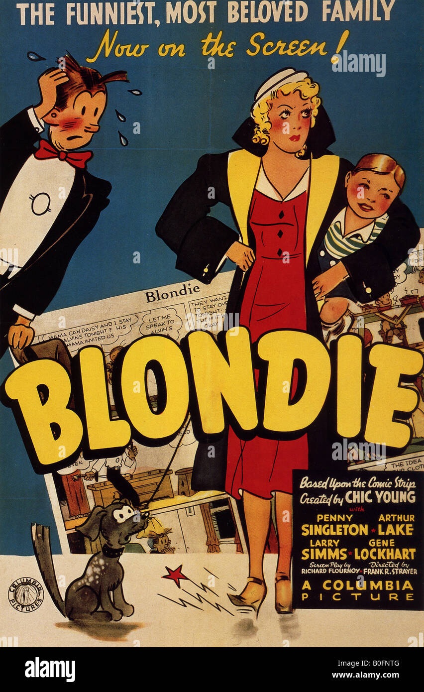 BLONDIE affiche pour 1938 Colombie-Britannique dessin animé Banque D'Images