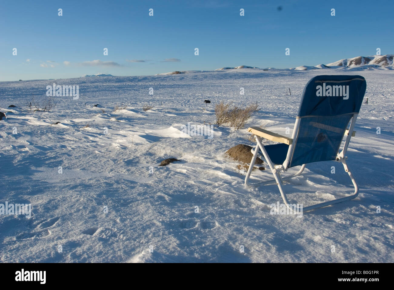 Amérique du Nord New York Camas Prairie chaise de plage en hiver. M. Banque D'Images