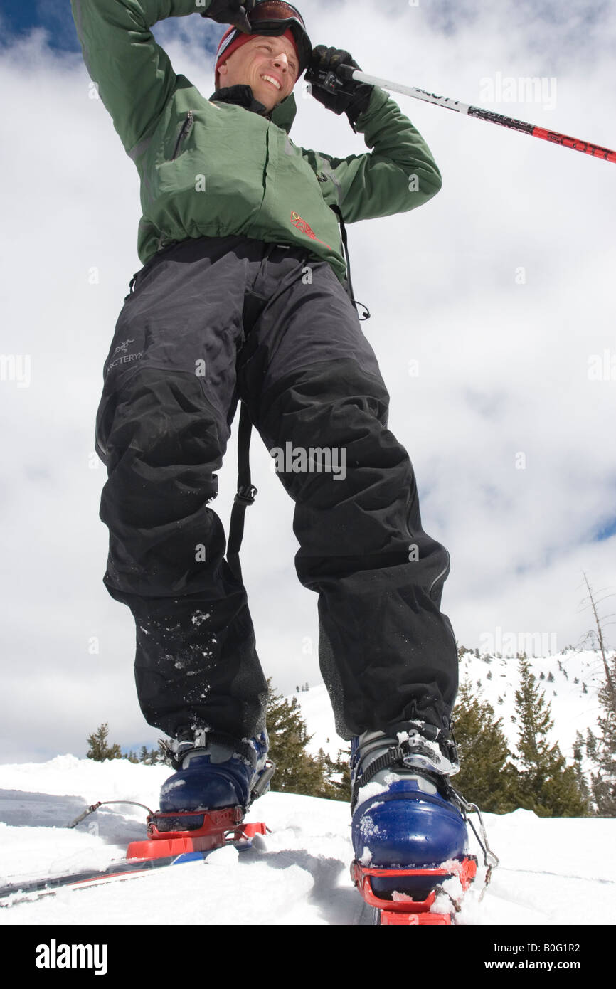 Amérique du Nord New York Bogus Basin Ski homme Ski télémark MR Banque D'Images
