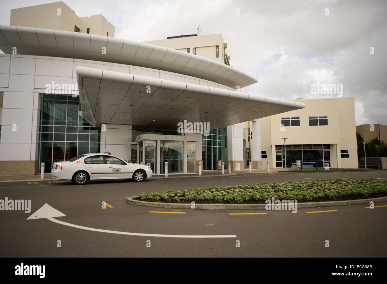 Entrée principale, Hôpital, Palmerston North, Nouvelle-Zélande Banque D'Images