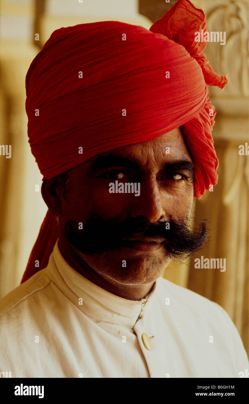 Un portrait d'un homme portant un turban, Jaipur, Inde. Banque D'Images