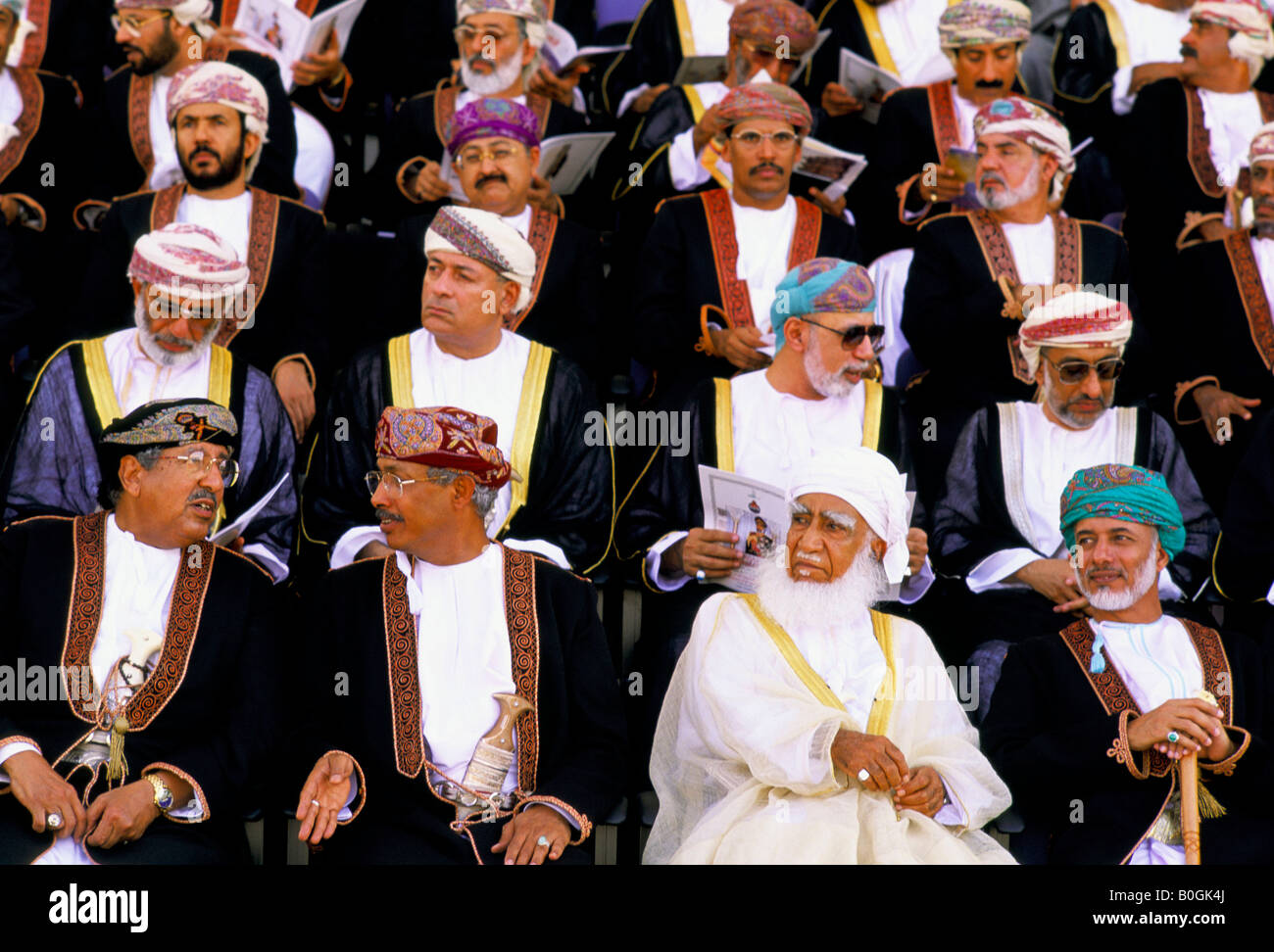 Les ministres du gouvernement de la fête nationale de l'observation, de l'Oman. Banque D'Images