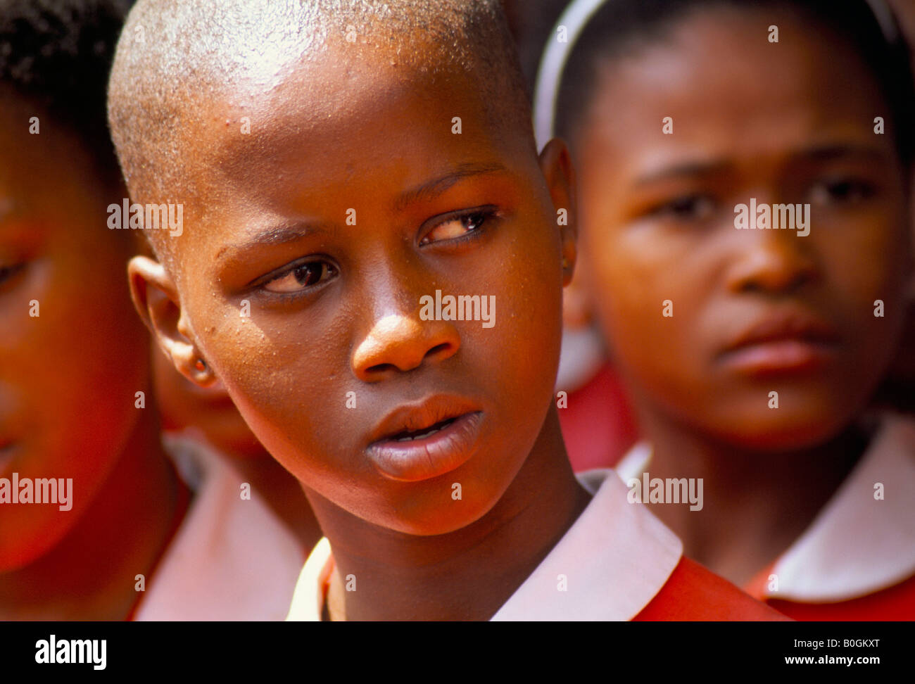 Le portrait d'une fille de l'école dans une école primaire, Township Katlehong, Afrique du Sud. Banque D'Images