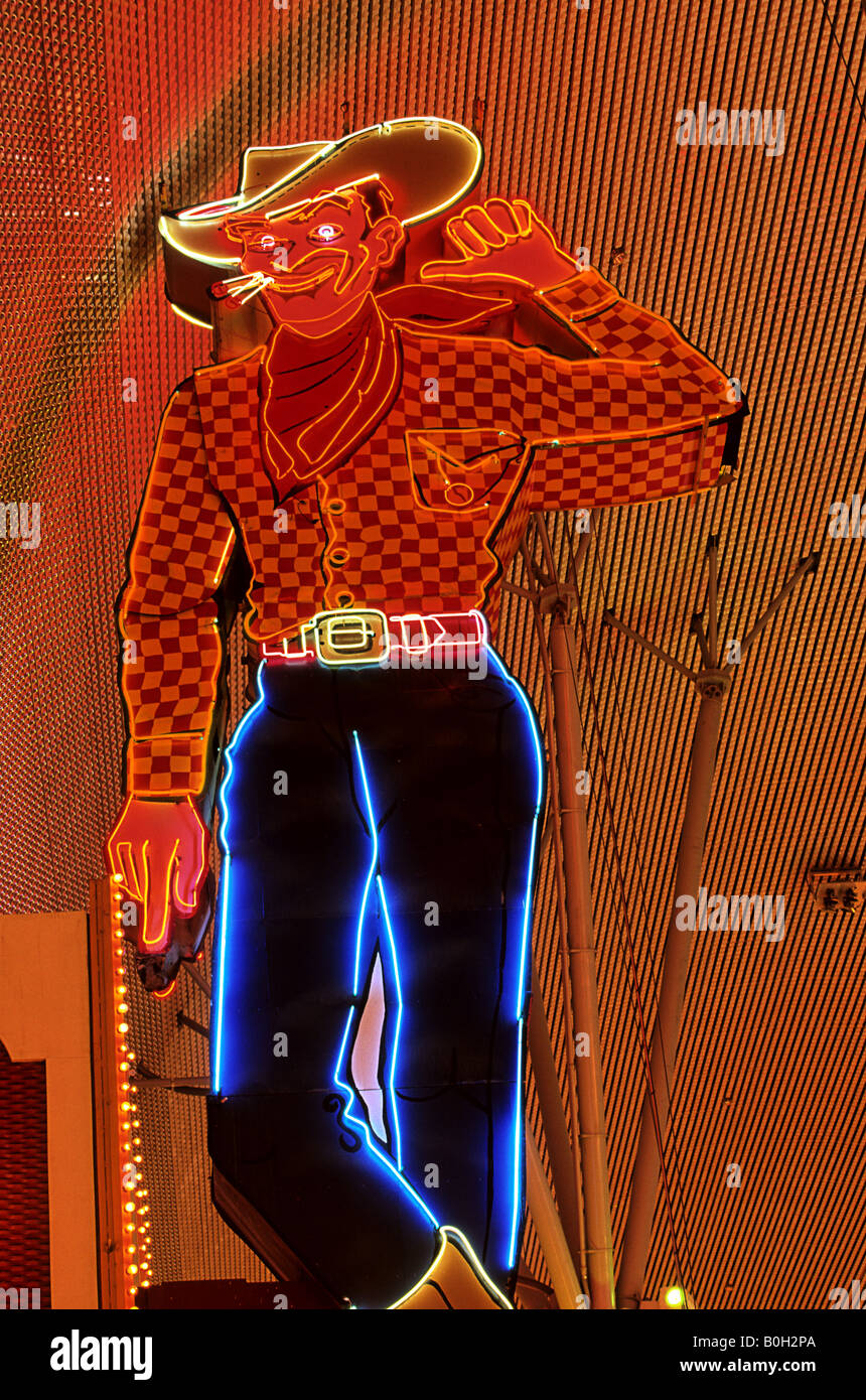 Fremont Street Las Vegas NEVADA USA cowboy Banque D'Images