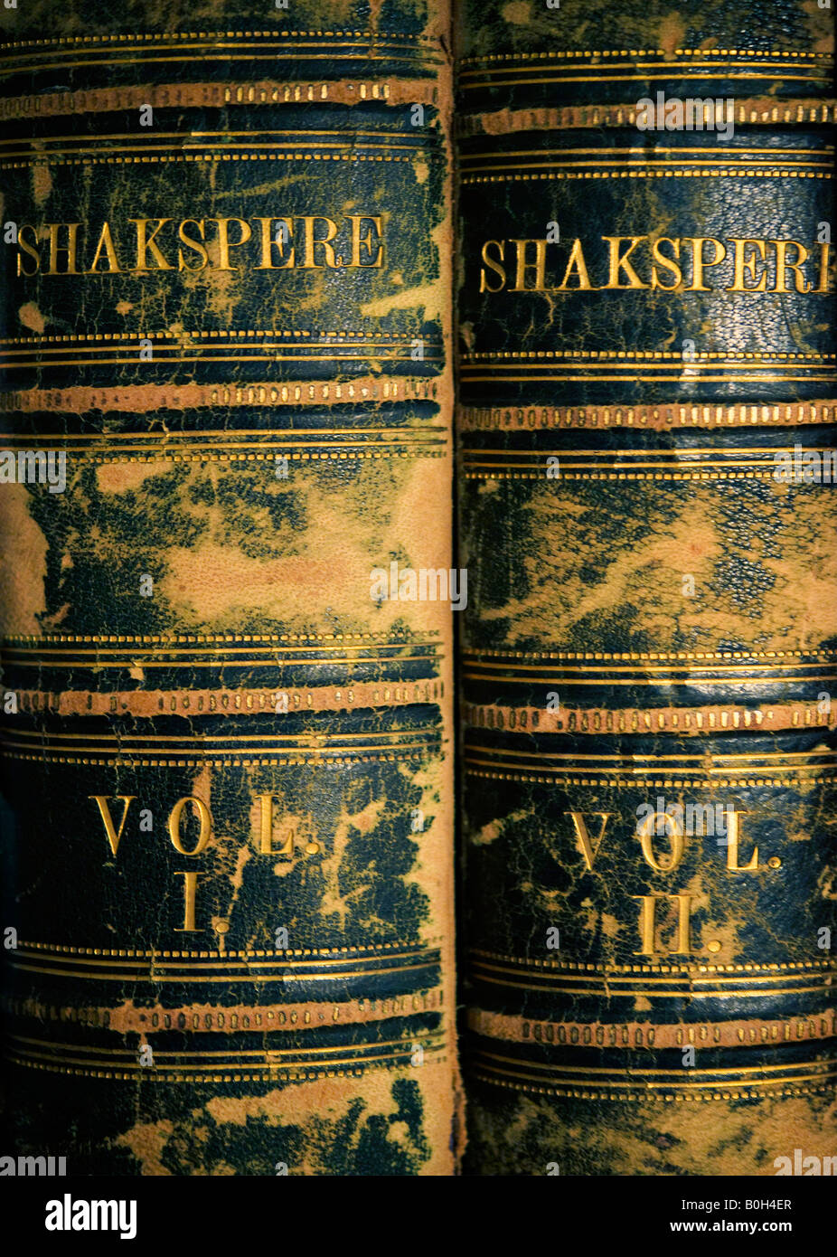 Deux volumes des Œuvres de Shakespeare comme SHAKSPERE 1874 Édition Impériale de Charles Knight publié par Vertu Londres Banque D'Images