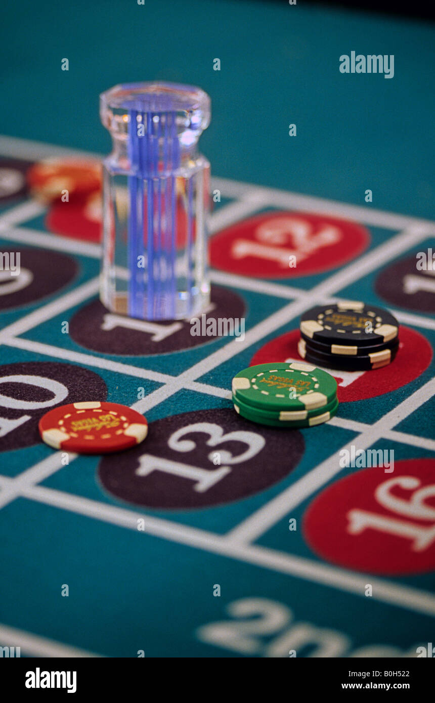 Des jetons sur une table de craps dans un casino de Las Vegas NEVADA USA Banque D'Images