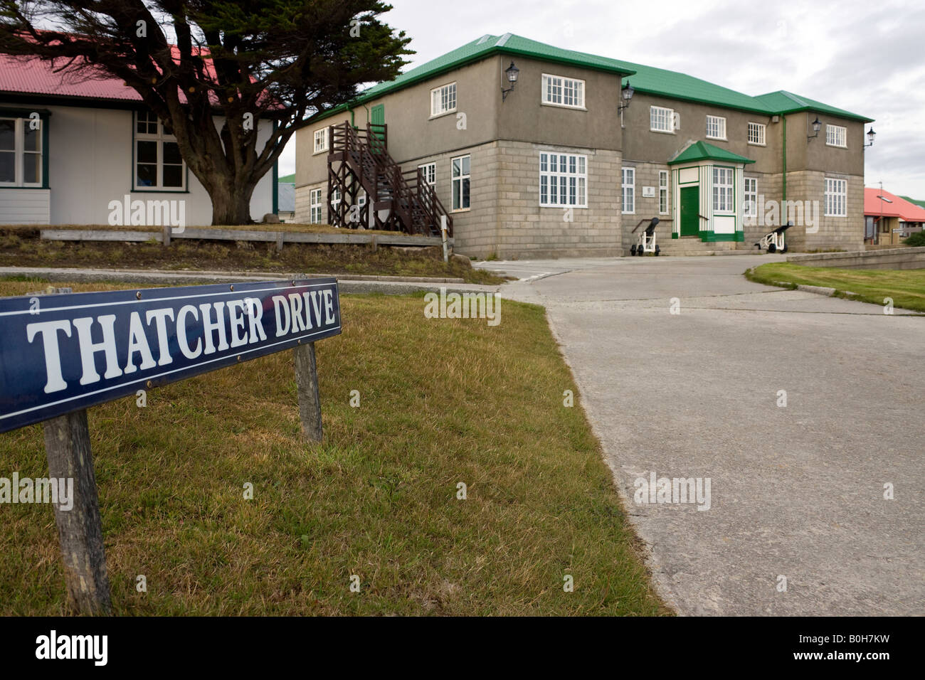 Thatcher Drive menant à l'hôpital Port Stanley Stanley dans les îles Falkland Banque D'Images