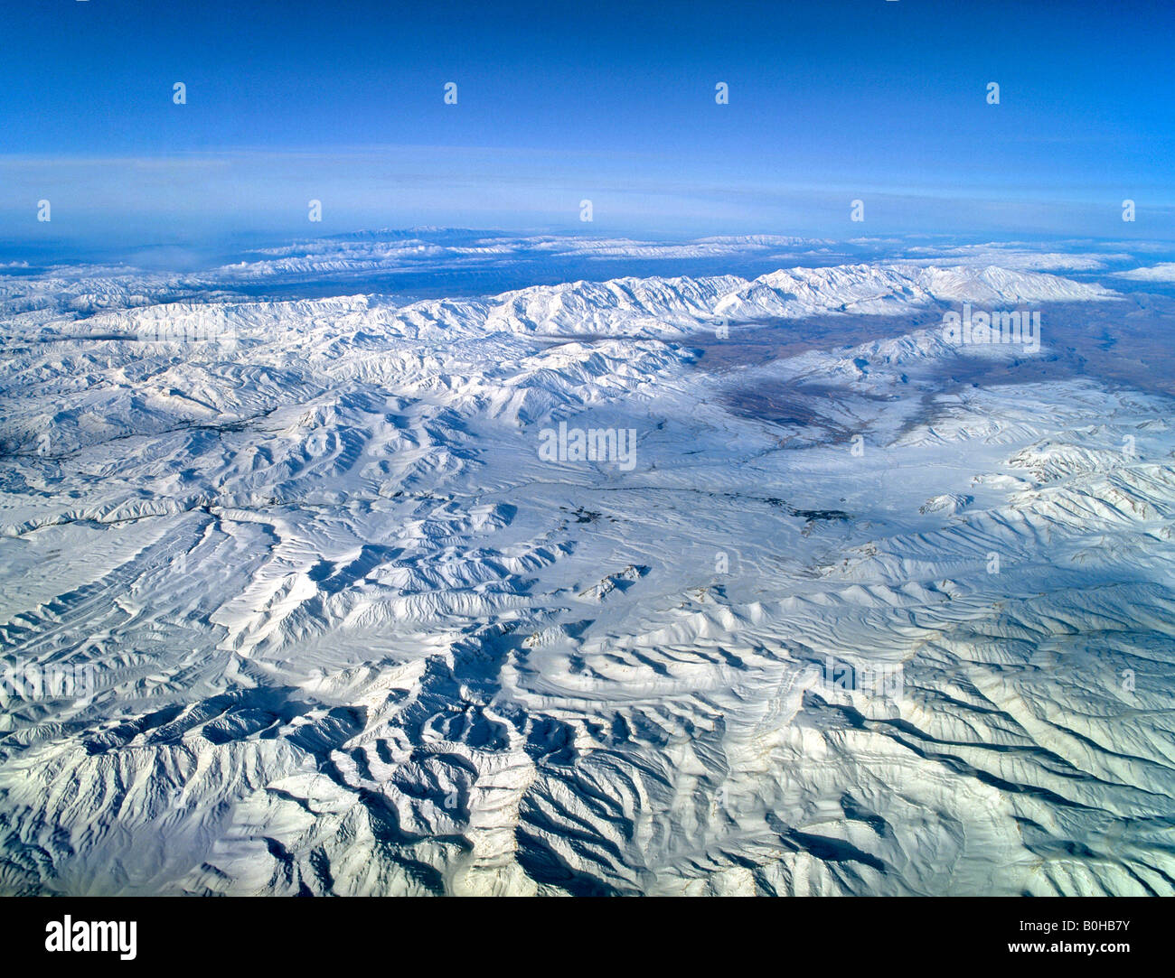 L'Iran, vue aérienne d'une altitude de 10 000 mètres, le plateau, les montagnes, l'Iran Banque D'Images
