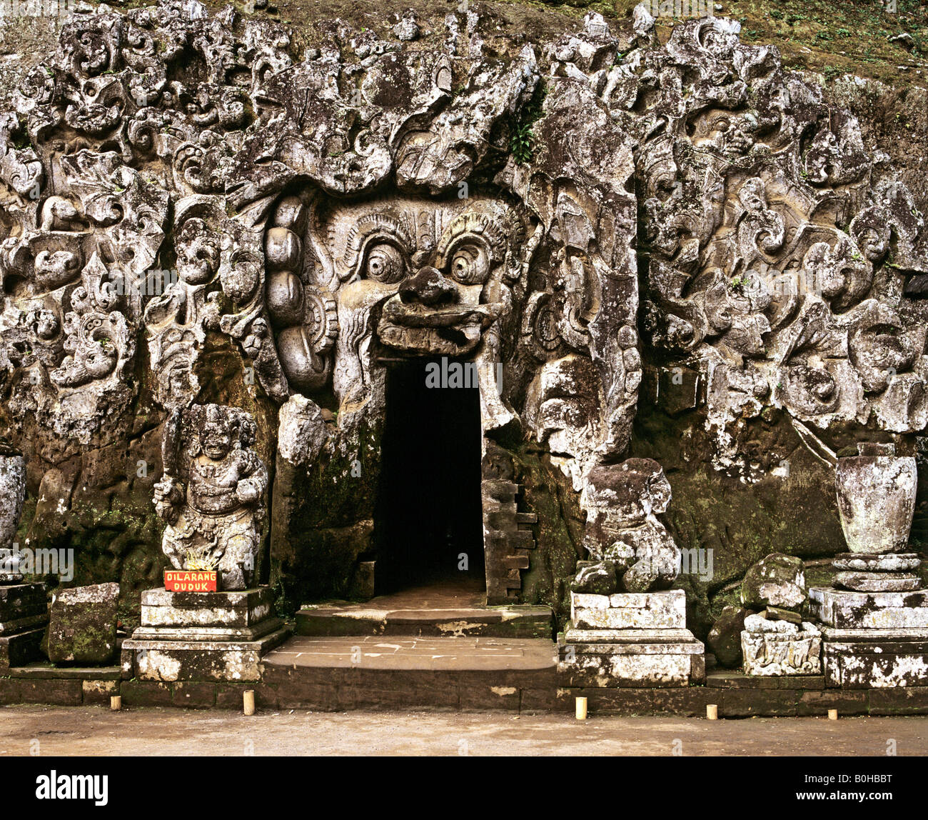 Goa Gajah elephant cave, entrée, cave temple près de Ubud, Bali, Indonésie Banque D'Images