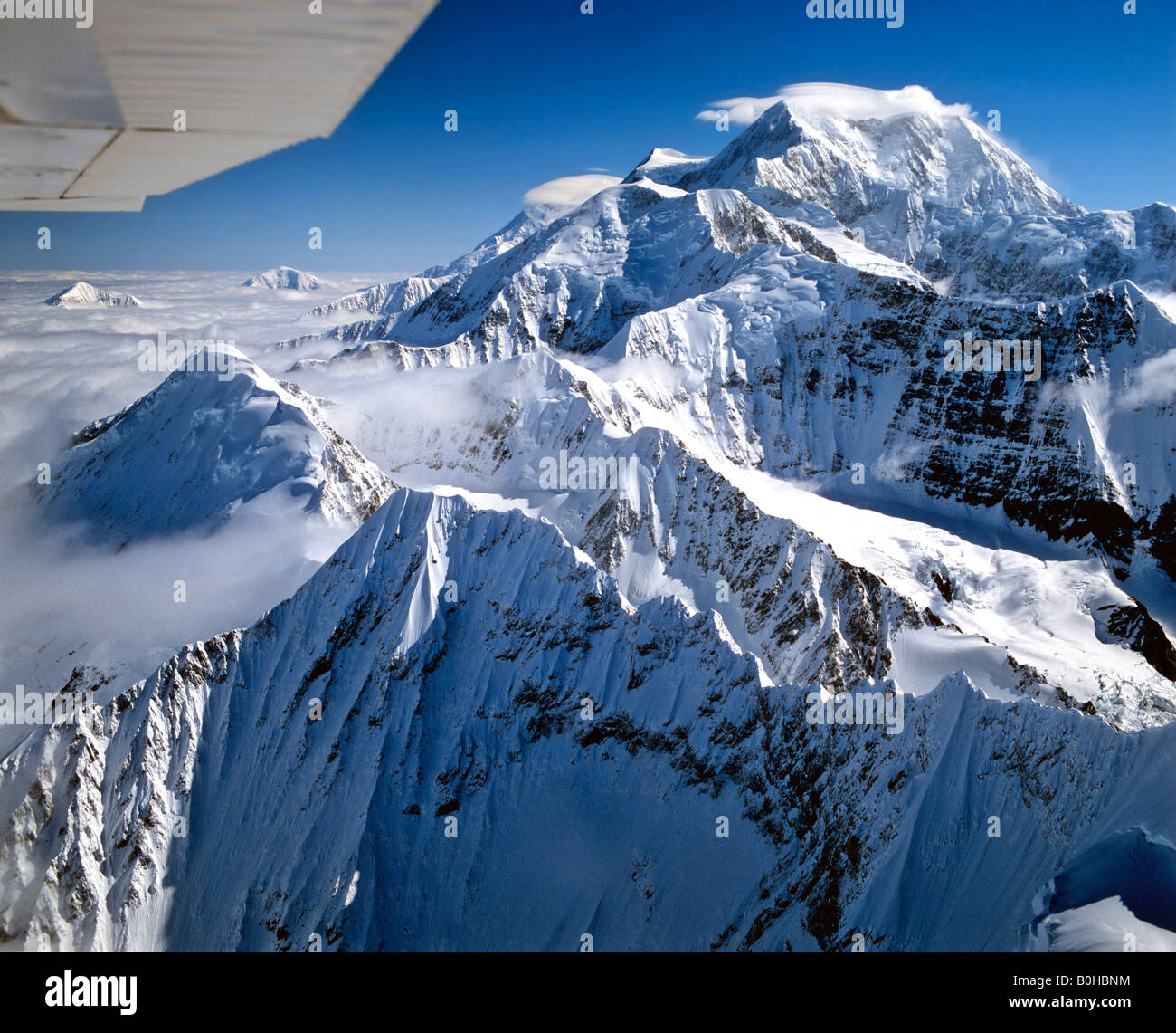 Le mont McKinley, Denali National Park, 6195 m, vue aérienne, de l'Alaska, Alaska, USA Banque D'Images