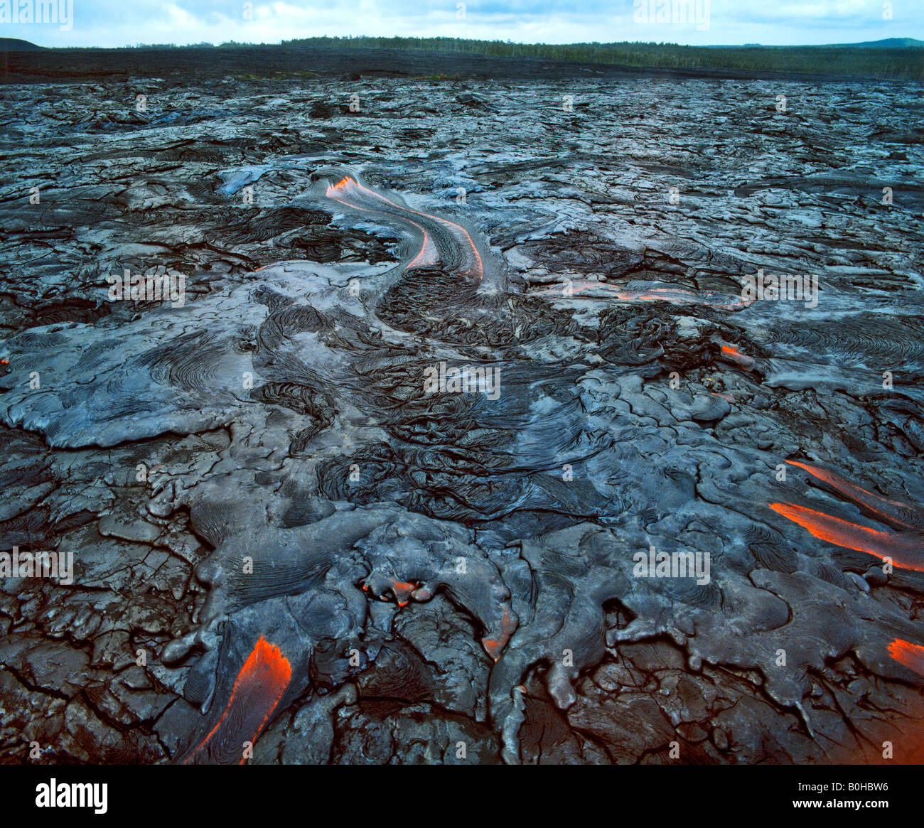 Le parc national des volcans, des roches et de la lave du volcan, Big Island, Hawaii, USA Banque D'Images