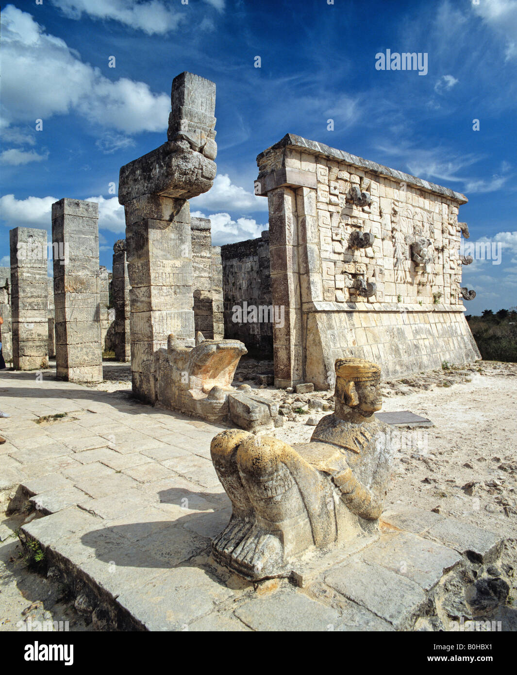 Chichen Itza, Chac-Mool statue d'un guerrier Maya, Maya, ruines sur la péninsule du Yucatán, au Mexique, en Amérique centrale Banque D'Images