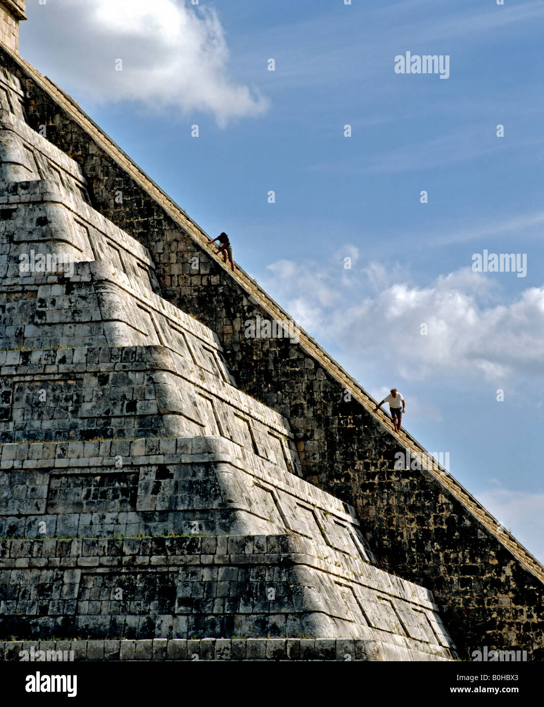 Pyramide, Temple de Kukulkan, Cichen Itza, la civilisation maya dans le Yucatan, Mexique, Amérique Centrale Banque D'Images