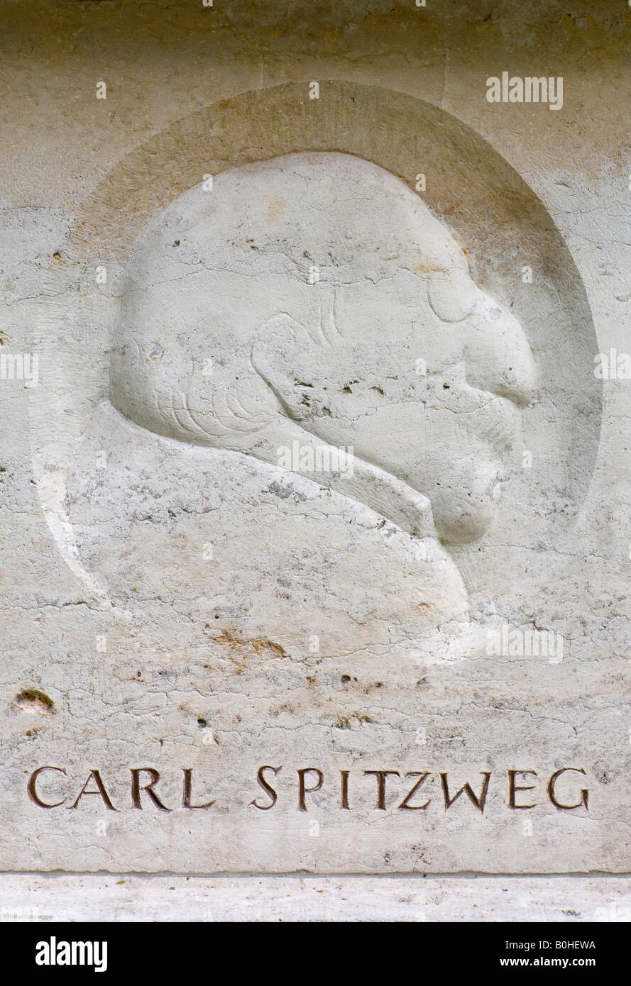 Tombe de Carl Spitzweg, 1808-1885, peintre de genre, Alter, Suedfriedhof vieux cimetière à Munich, Bavière, Allemagne Banque D'Images