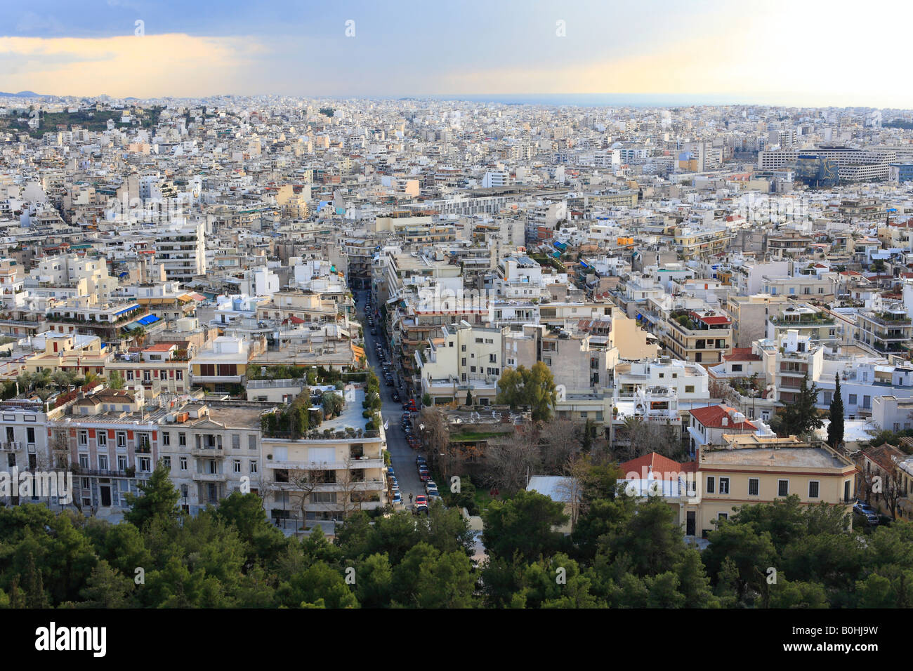 Athènes, vue vers le sud de l'Acropole, Athènes, Grèce Banque D'Images