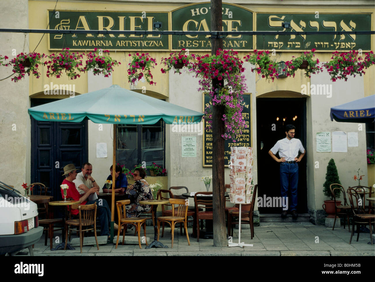 L'extérieur d'un restaurant polonais, Cracovie, Pologne. Banque D'Images