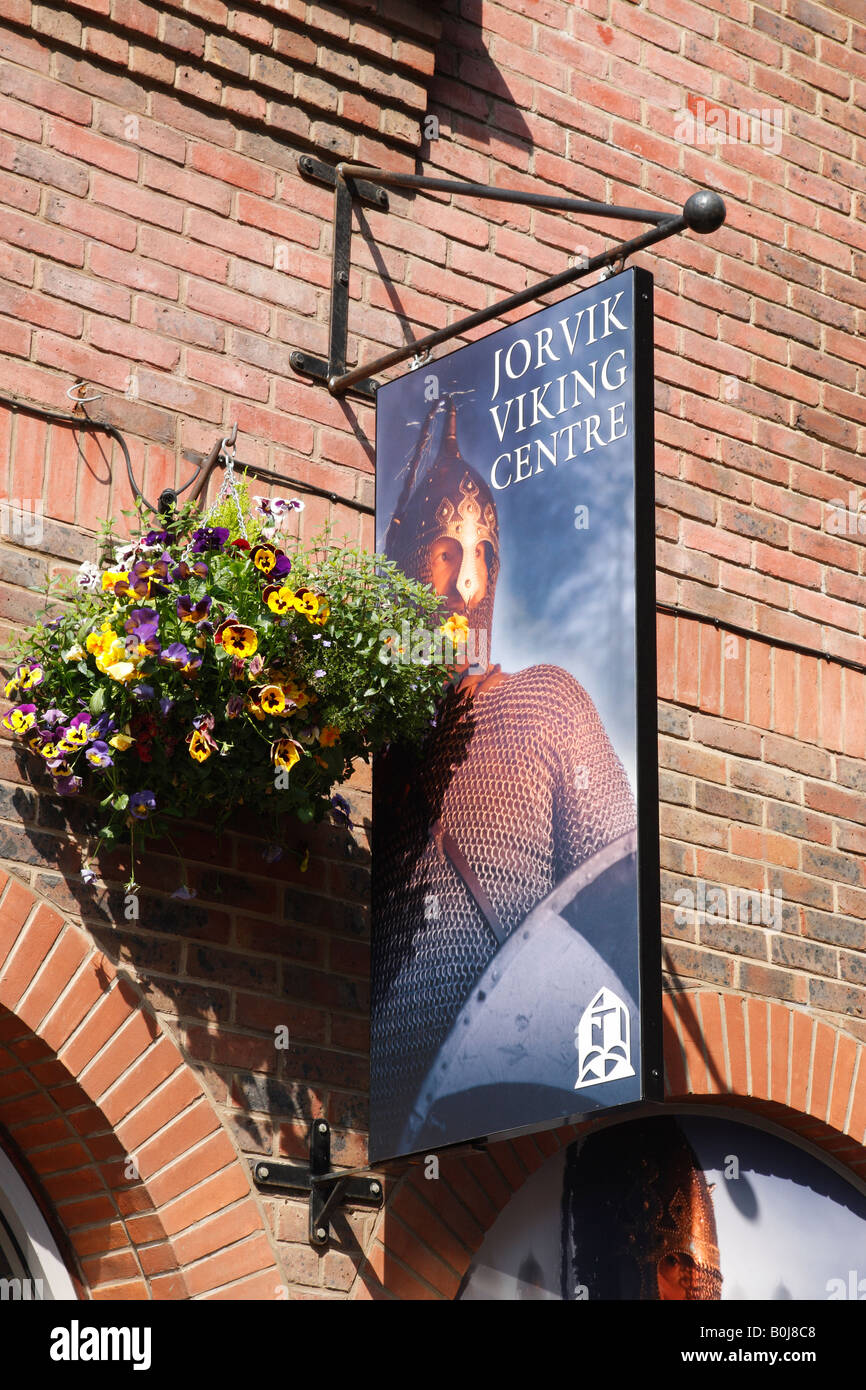 Jorvik Viking Centre sign coppergate shopping centre York North Yorkshire england uk Banque D'Images