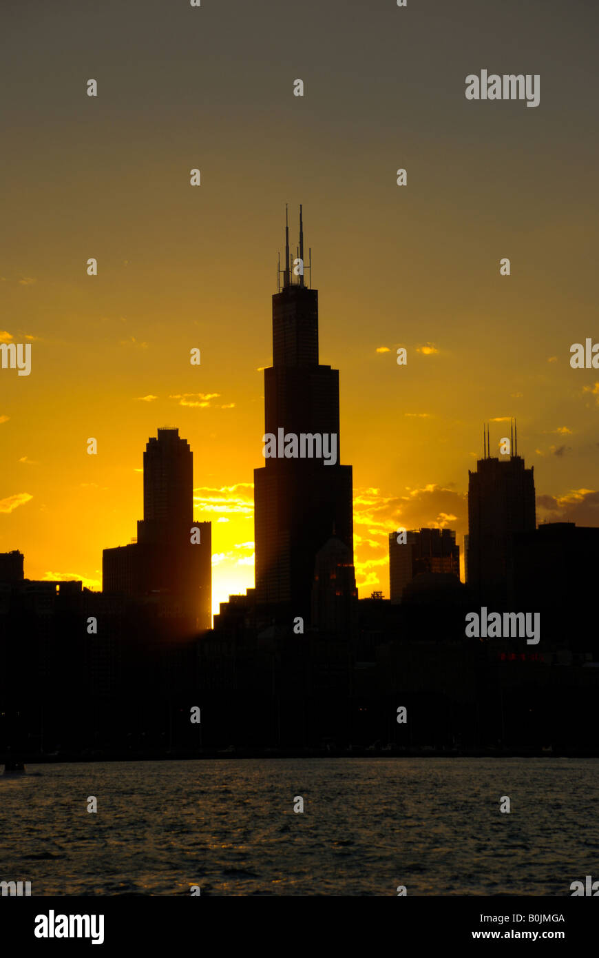 Chicago Illinois sunset scene, portrait Banque D'Images