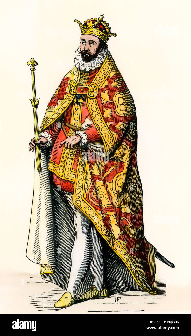 Philippe II, roi d'Espagne. À la main, gravure sur bois Banque D'Images