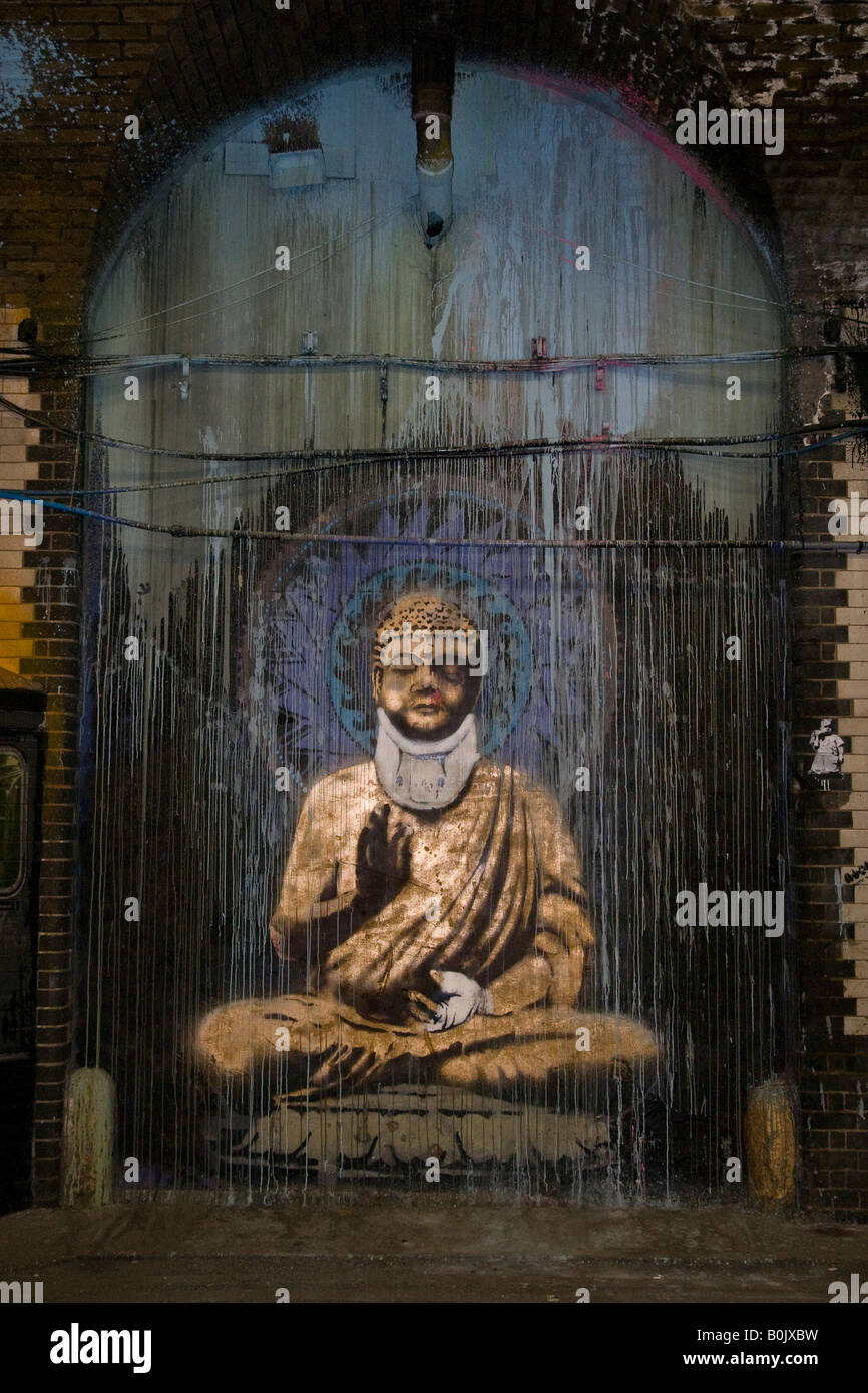 L'art du pochoir de Banksy boîtes festival, Londres Banque D'Images