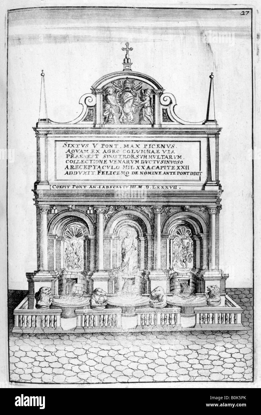 Design Fontaine, 1664. Artiste : Georg Andreas Bockler Banque D'Images