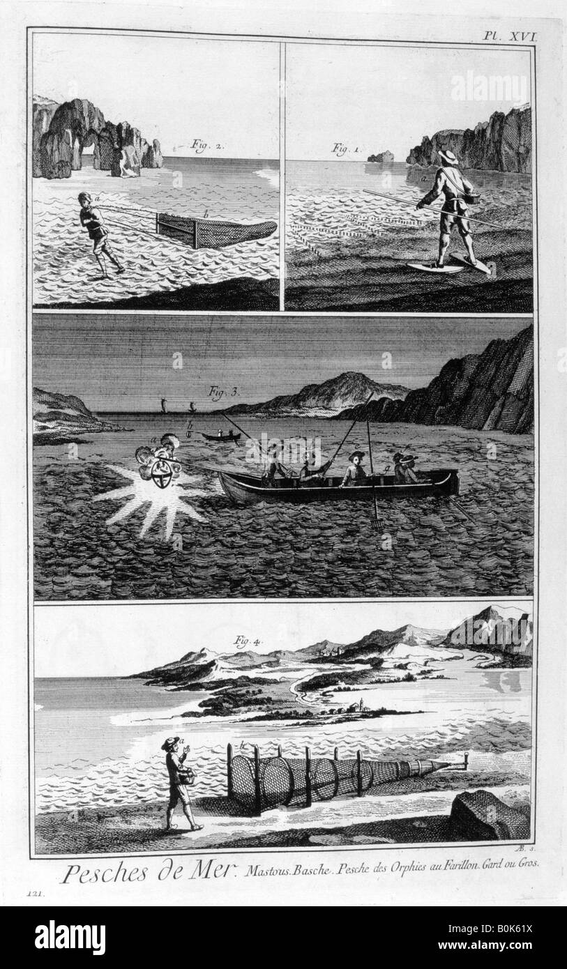 La pêche en mer, 1751-1777. Artiste : Inconnu Banque D'Images