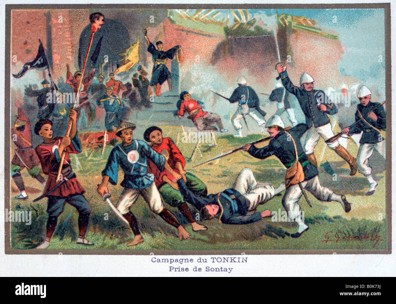 Bataille de la guerre franco-chinoise, Tonkin, 20e siècle. Artiste : Inconnu Banque D'Images