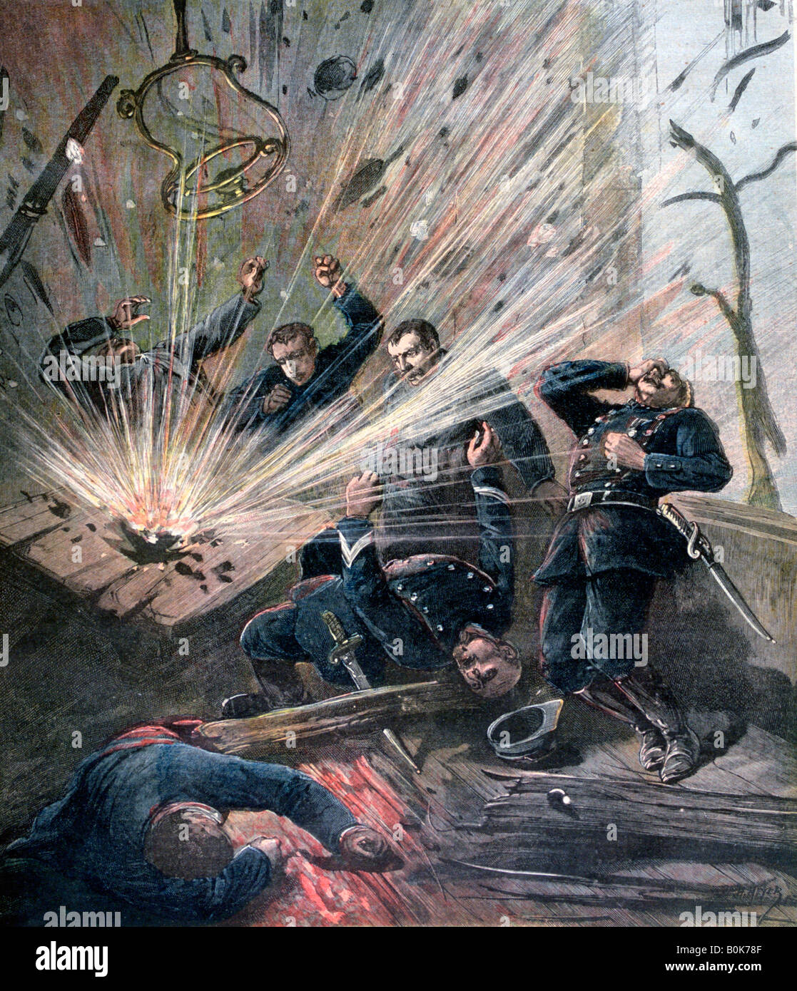 Explosion à la station de police sur la rue des Bons-Enfants, Paris, 1892. Artiste : Henri Meyer Banque D'Images