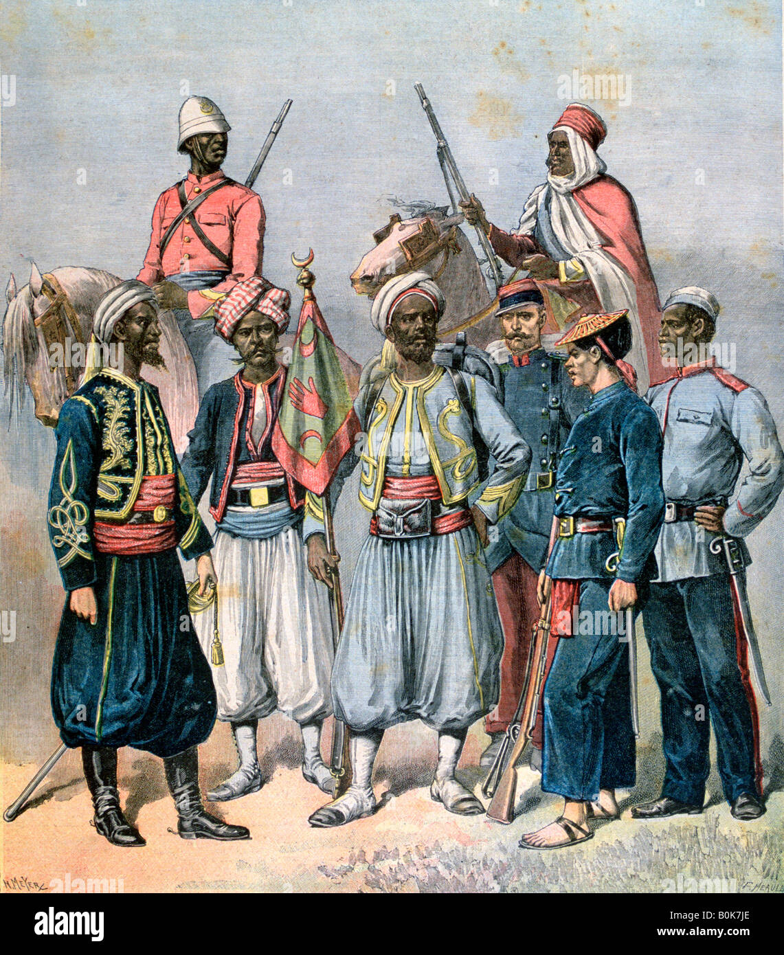 Les forces coloniales françaises, 1891. Artiste : Henri Meyer Banque D'Images