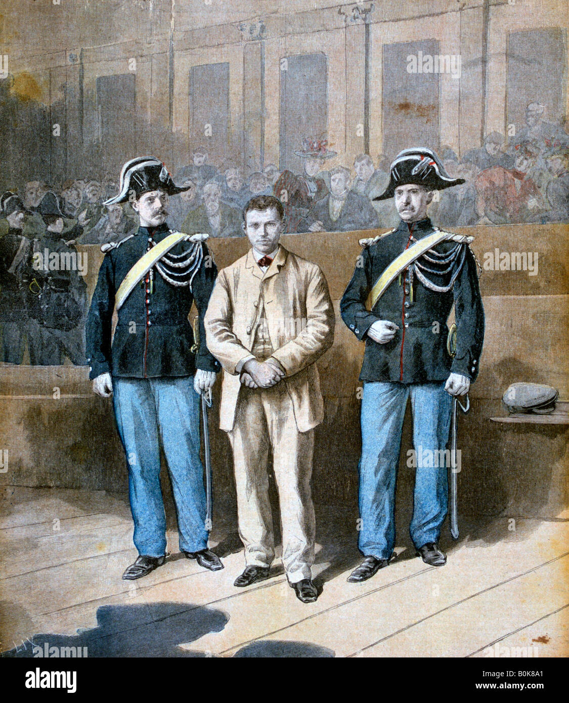 Procès de Sante Jeronimo Caserio, anarchiste italien et assassin, 1894. Artiste : Frédéric Lix Banque D'Images