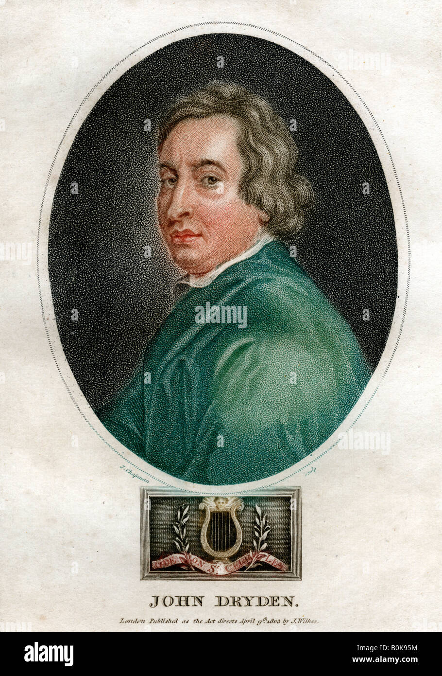 John Dryden, 17ème siècle du poète et dramaturge anglais, (1803).Artiste : J Chapman Banque D'Images