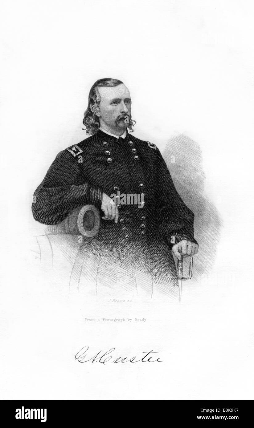 Le général George Armstrong Custer, commandant la cavalerie de l'Armée de l'Union entre nous, 1862-1867.Artiste : J Rogers Banque D'Images