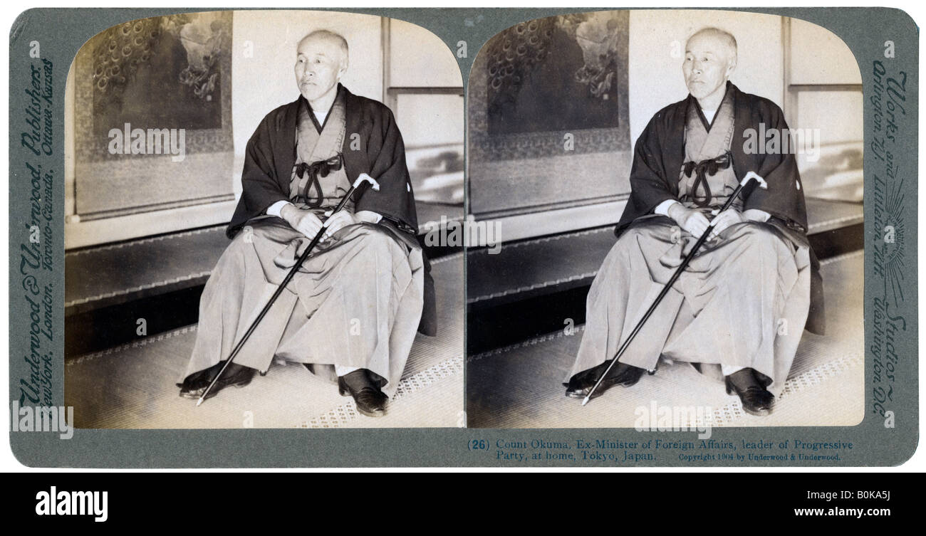 Count Okuma, ex-Ministre des affaires étrangères, chef du Parti progressiste, Tokyo, Japon, 1904.Artiste : Underwood & Underwood Banque D'Images