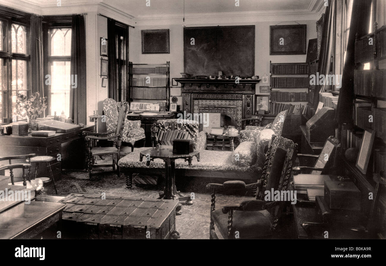 L'étude des poètes, Farringford House, 20e siècle. Artiste : Inconnu Banque D'Images