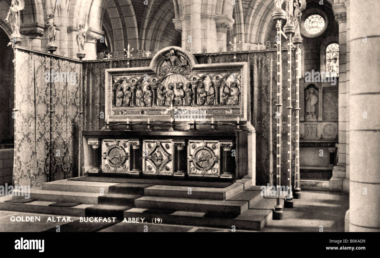 Autel d'or, l'abbaye de Buckfast,, 20e siècle. Artiste : Inconnu Banque D'Images