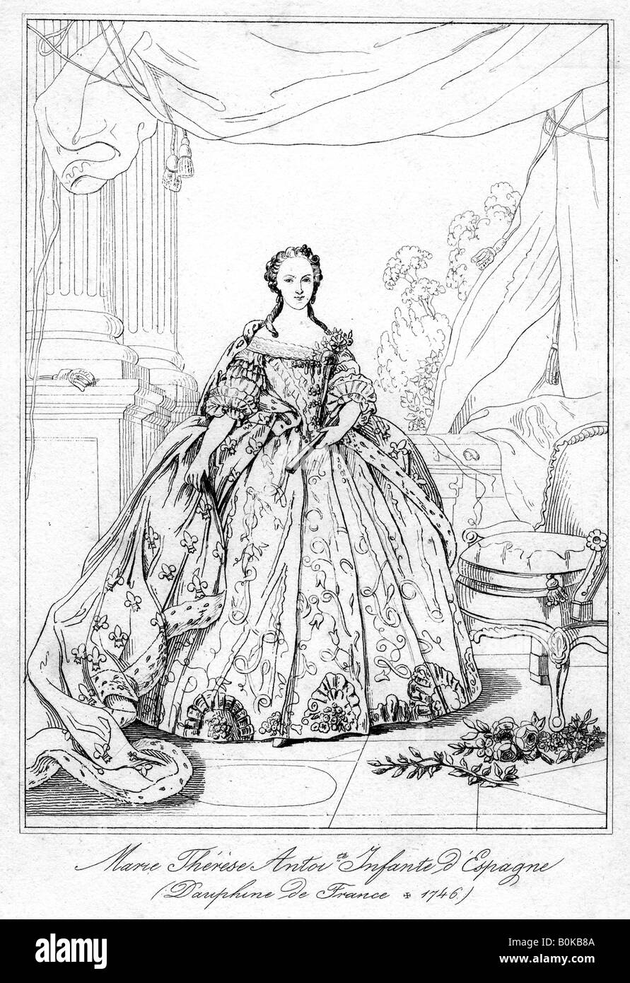 Maria-Teresa d'Espagne, fille du roi Philippe V d'Espagne, (1726-1746). Artiste : Inconnu Banque D'Images